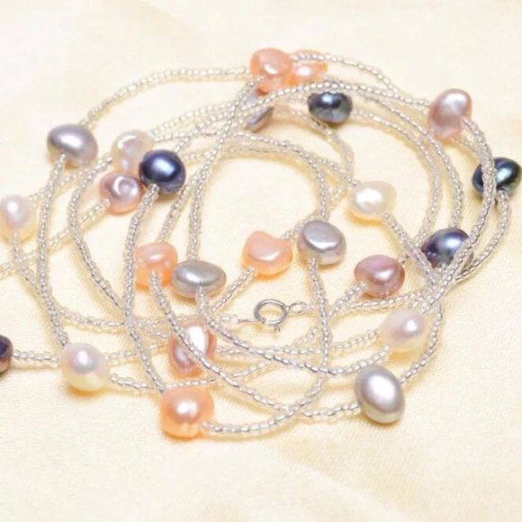 48” Natural Pearl Necklace/Bracelet S925 - Picture 6 of 13